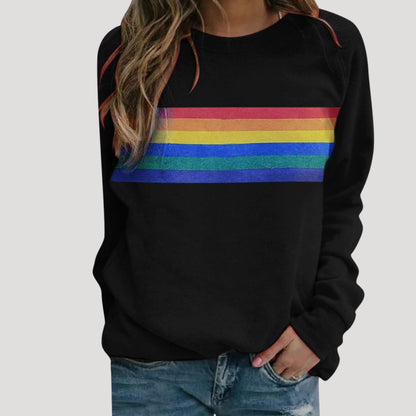 Isonia | Frühlings-Sweatshirt mit Regenbogenstreifen für Damen