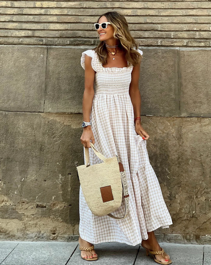 Idoia | Shirred casual maxi dress for events