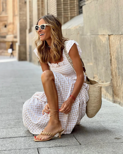 Idoia | Shirred casual maxi dress for events