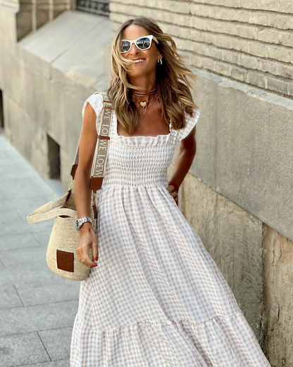 Idoia | Shirred casual maxi dress for events