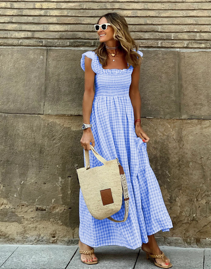 Idoia | Shirred casual maxi dress for events