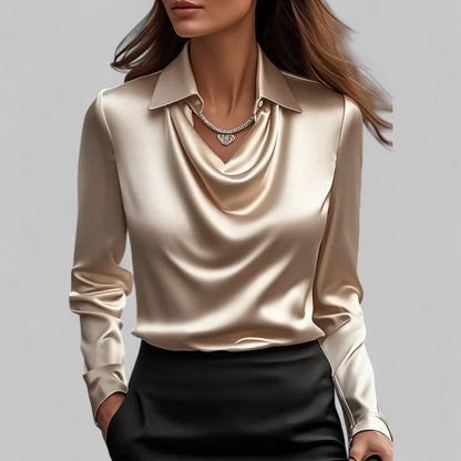 Candela | Blouse fluide satinée élégante à col bénitier pour femme