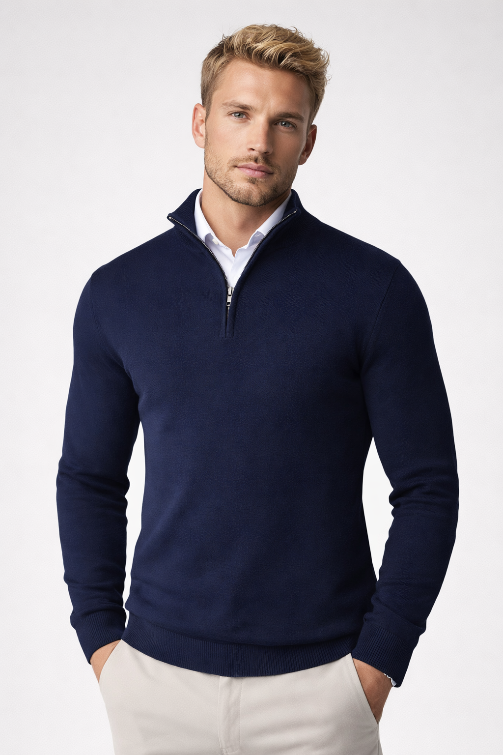 Velmior | Men's Half-Zip Mock Neck Sweater