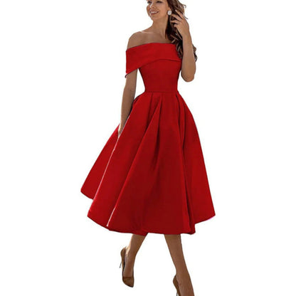 Marisol | Vestido midi para mujer con hombros descubiertos