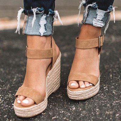 Maribel | Sandalias de cuña para mujer con diseño de verano y puntera abierta