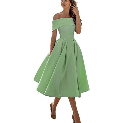 Marisol | Vestido midi para mujer con hombros descubiertos