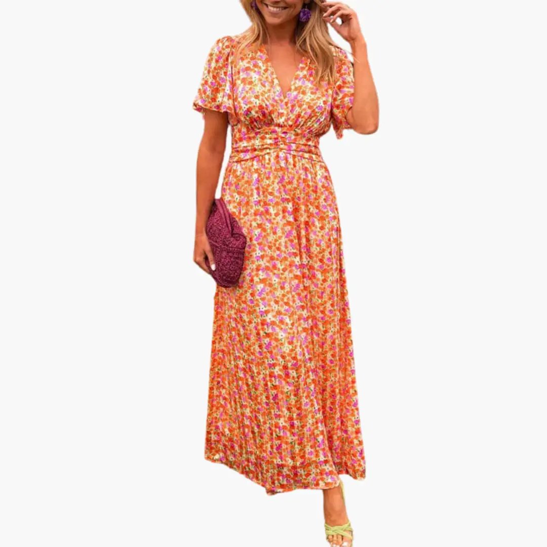 Antonia | Robe maxi croisée pour femme avec col en V