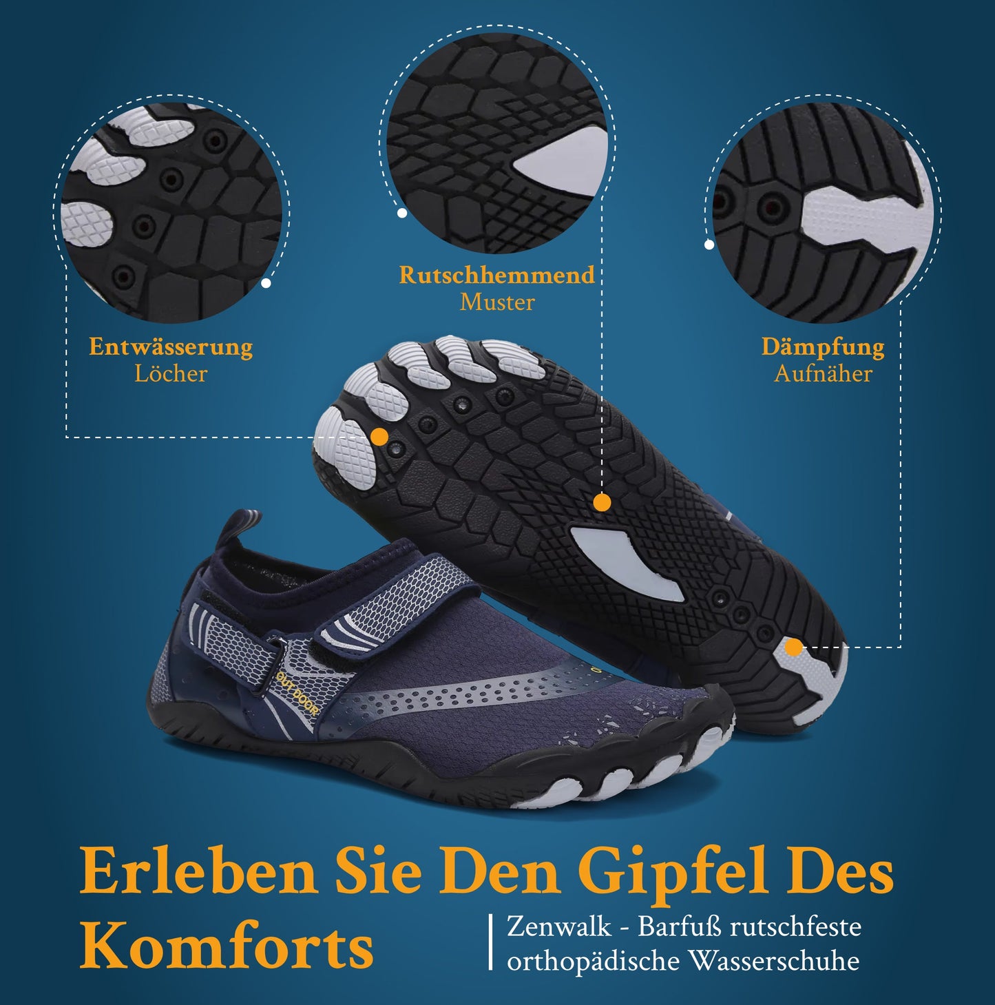 Zaira | Orthopedic Water Shoes with Non-Slip Sole and Strap