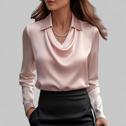 Candela | Blouse fluide satinée élégante à col bénitier pour femme