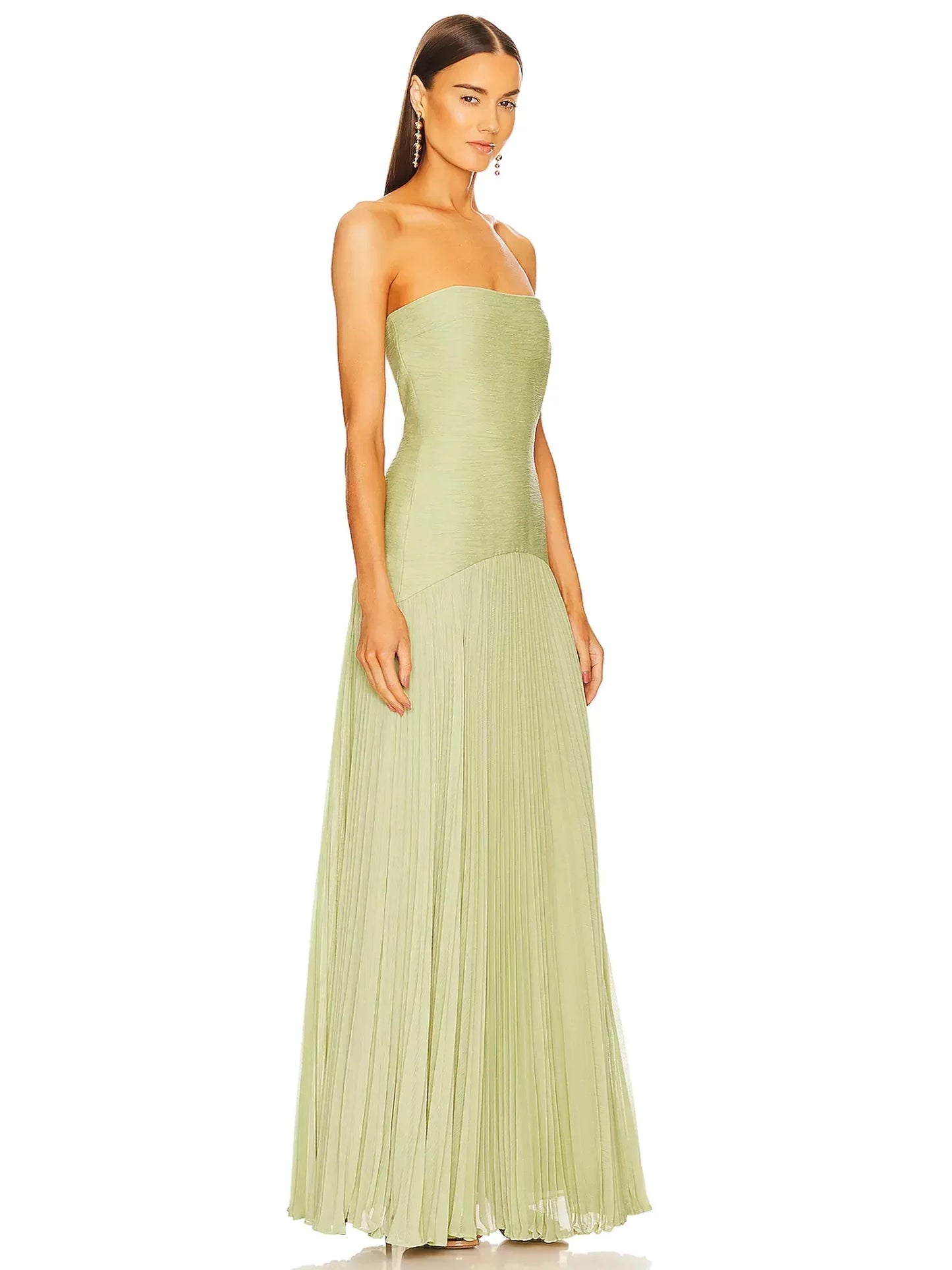 Elviera | Maxikleid für Damen mit Falten und trägerlosem Hochzeitsstil  