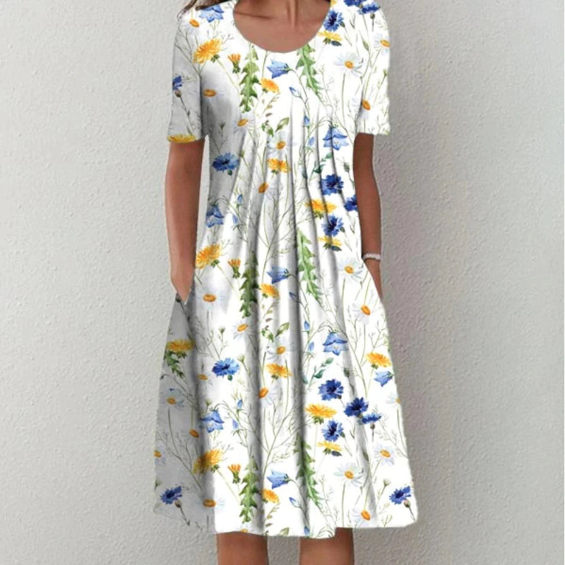 Aroha | Casual Floral Print Dress with Pockets