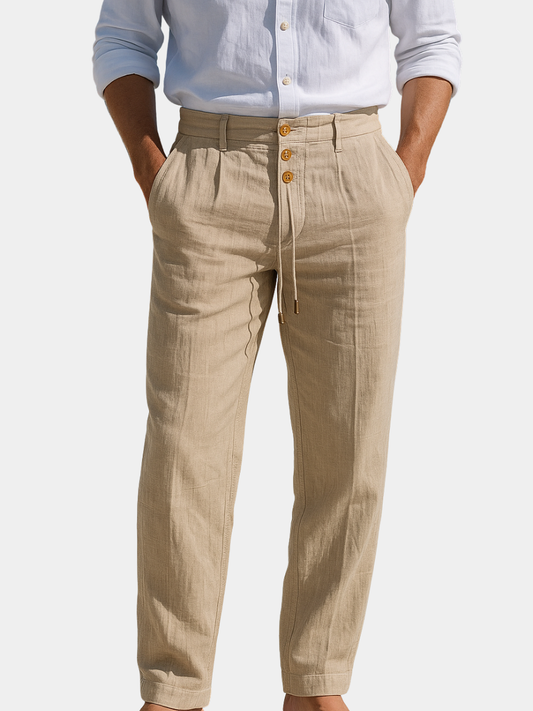 Zarev | Hose aus leichtem Leinen mit Kordelzug und Taschen  