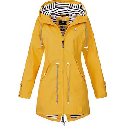 María | Chaqueta impermeable con capucha y cintura ajustable