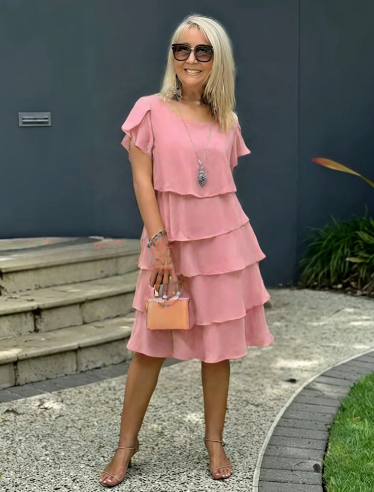 Arelis | Robe midi étagée à manches courtes pour femme