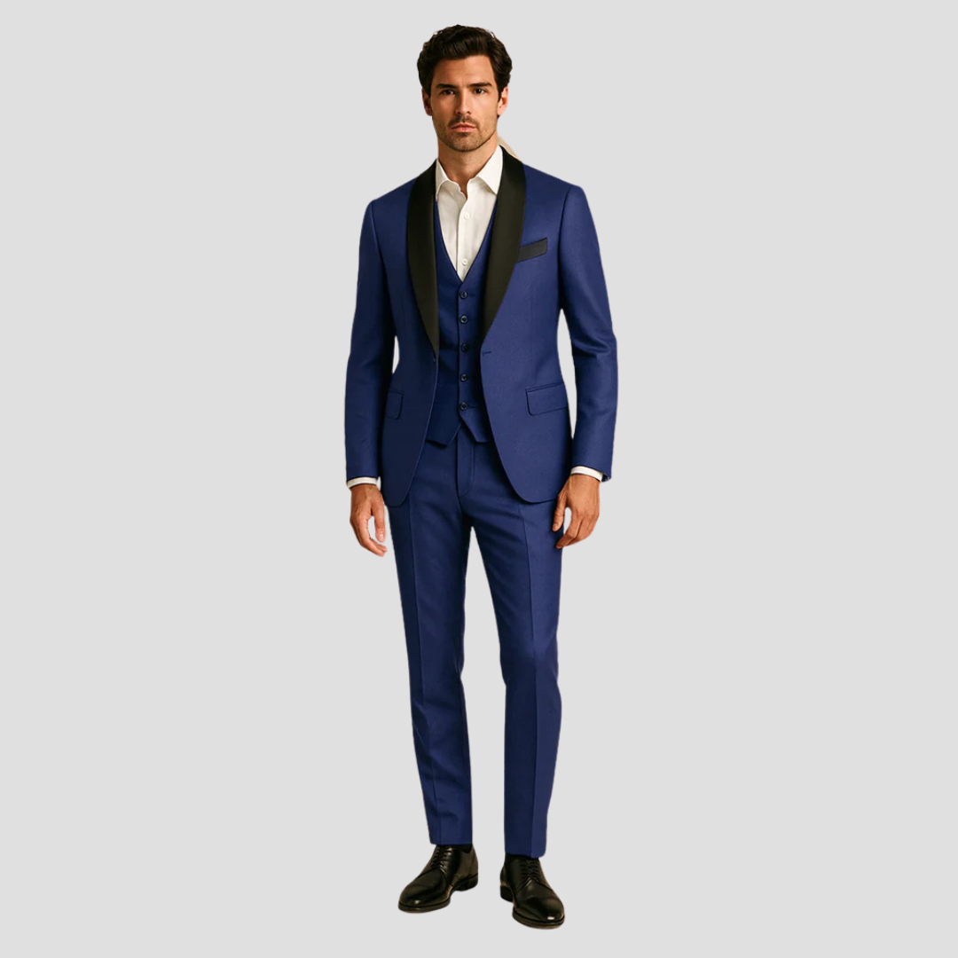 Alberto | Dreiteiliger Herrenanzug mit Slim-Fit-Schnitt und Smokingjacke