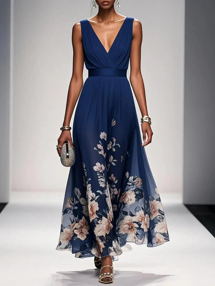 Umara | Maxi-Sommerkleid aus Chiffon mit Blumenmuster