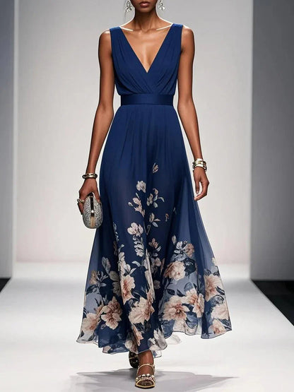 Umara | Maxi-Sommerkleid aus Chiffon mit Blumenmuster