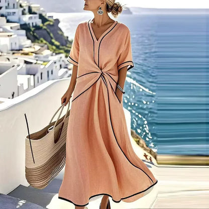 Justina | Elegant maxi dress with draped waist