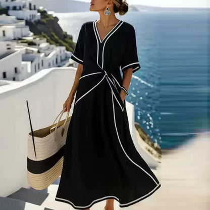 Justina | Elegant maxi dress with draped waist