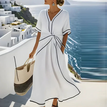 Justina | Elegant maxi dress with draped waist