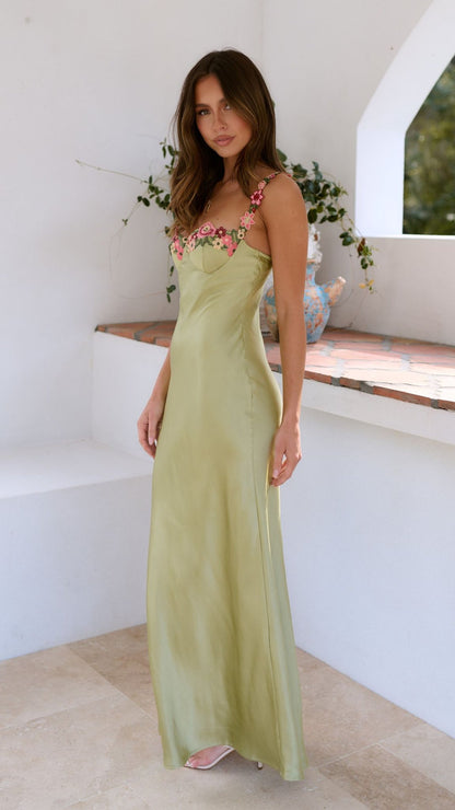 Edurne | Maxikleid für Damen mit Trägern und Blumenmuster