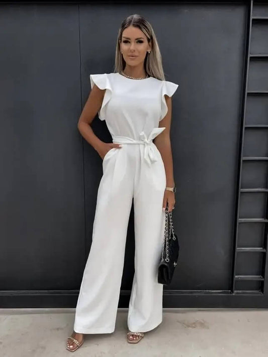 Yessica | Women's Elegant Jumpsuit with Wide Leg Pants and Styling Belt | Sophisticated
