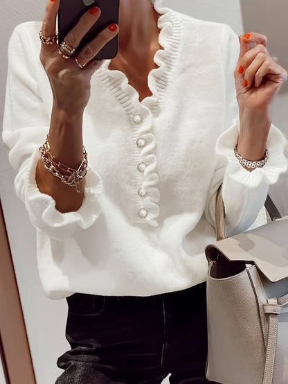 Dervina | Blusa de mujer con volantes y botones | Chic