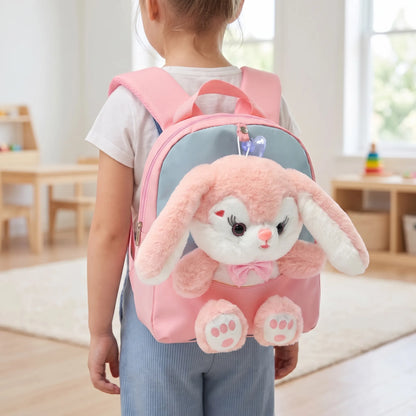 Mochi | Dziecięcy plecak z pluszowym królikiem i zamkiem błyskawicznym