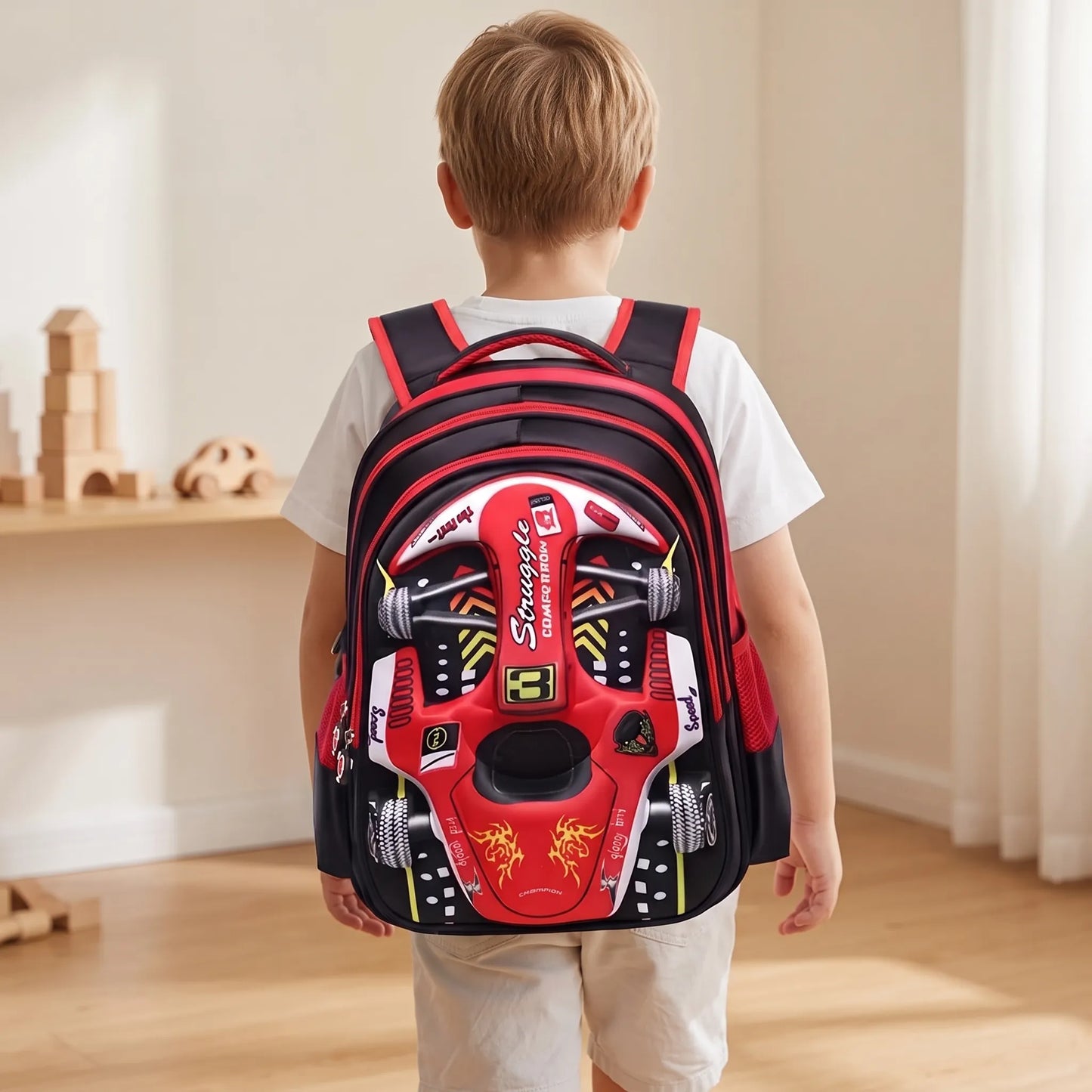 Aiko | Schulrucksack mit Rennwagen und Taschen