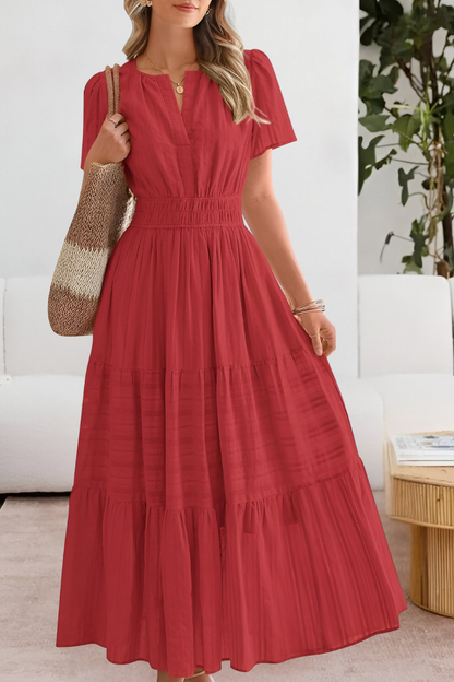 Adela | Vestido midi boho para mujer con cintura fruncida