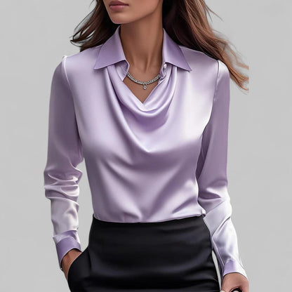 Candela | Blouse fluide satinée élégante à col bénitier pour femme