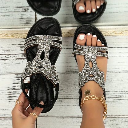 Olivia | Sandalias ortopédicas boho con pedrería y tira trasera