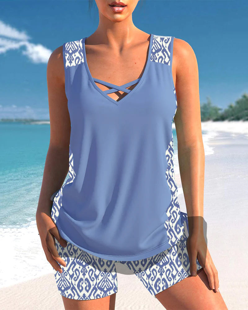 Alitzel | Conjunto deportivo para mujer con top cruzado y shorts | Verano