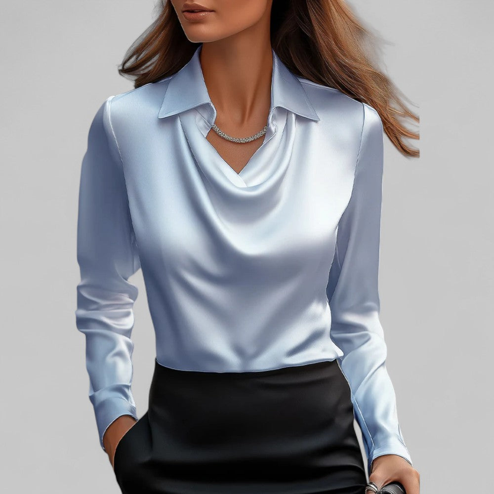 Candela | Blouse fluide satinée élégante à col bénitier pour femme