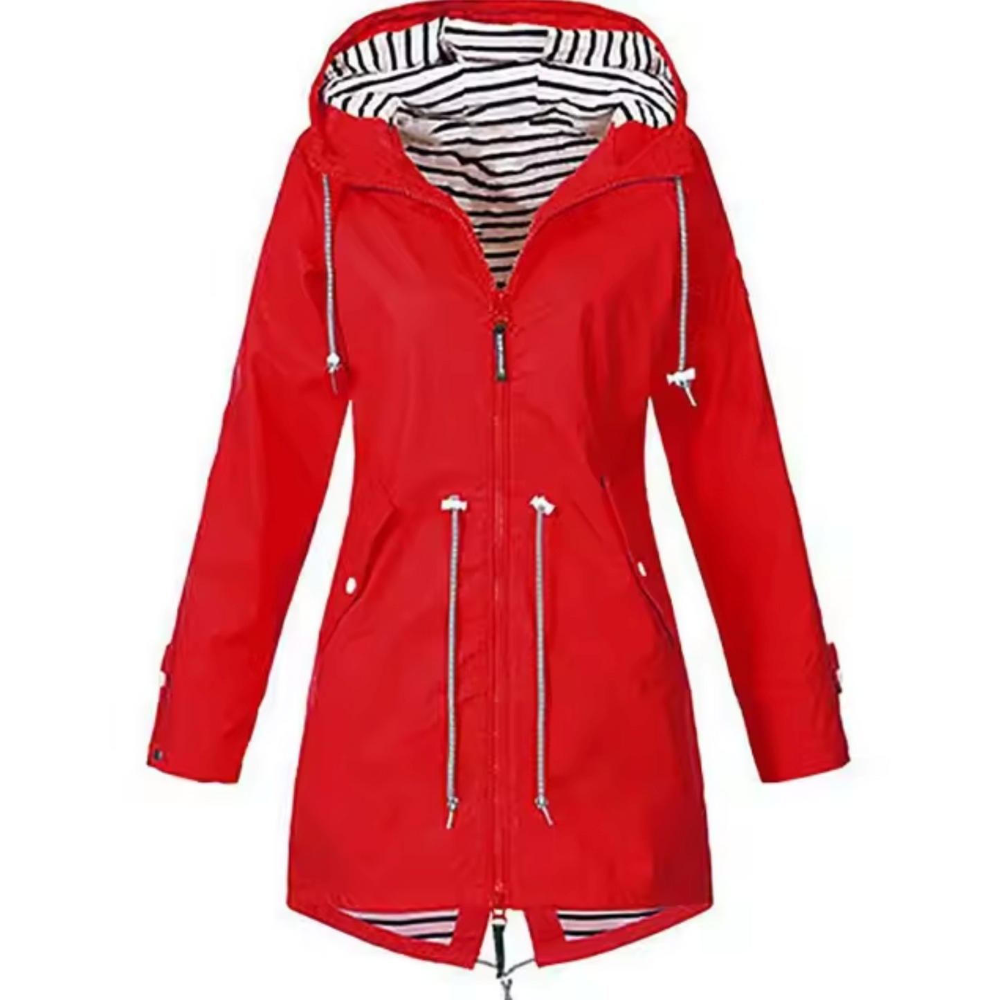 María | Chaqueta impermeable con capucha y cintura ajustable