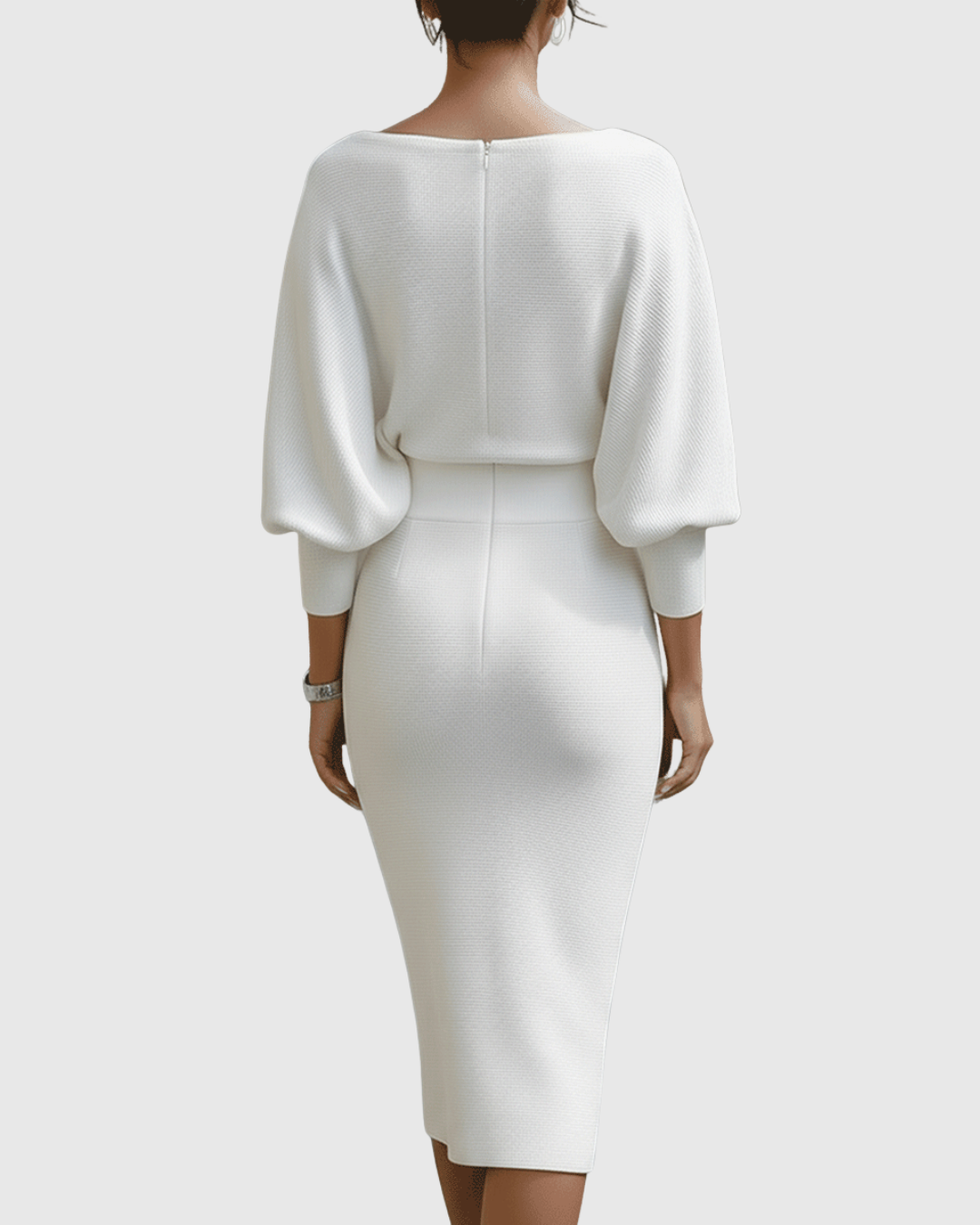 Eulalia | Vestido midi drapeado con manga murciélago