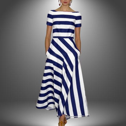 Natalia | Maxi dress with stripes and short sleeves