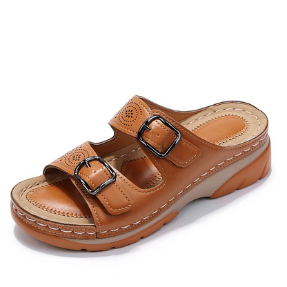 Helena | Mujer sandalias ortopédicas con doble hebilla y diseño abierto