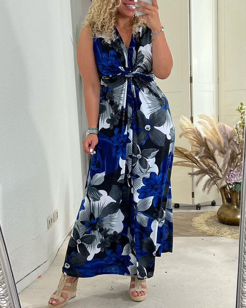 Zafira | Maxikleid für Damen mit Blumenmuster und V-Ausschnitt  