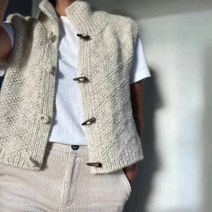 Marta | Cardigan sans manches col montant à boutons élégant pour femme | Polyvalent