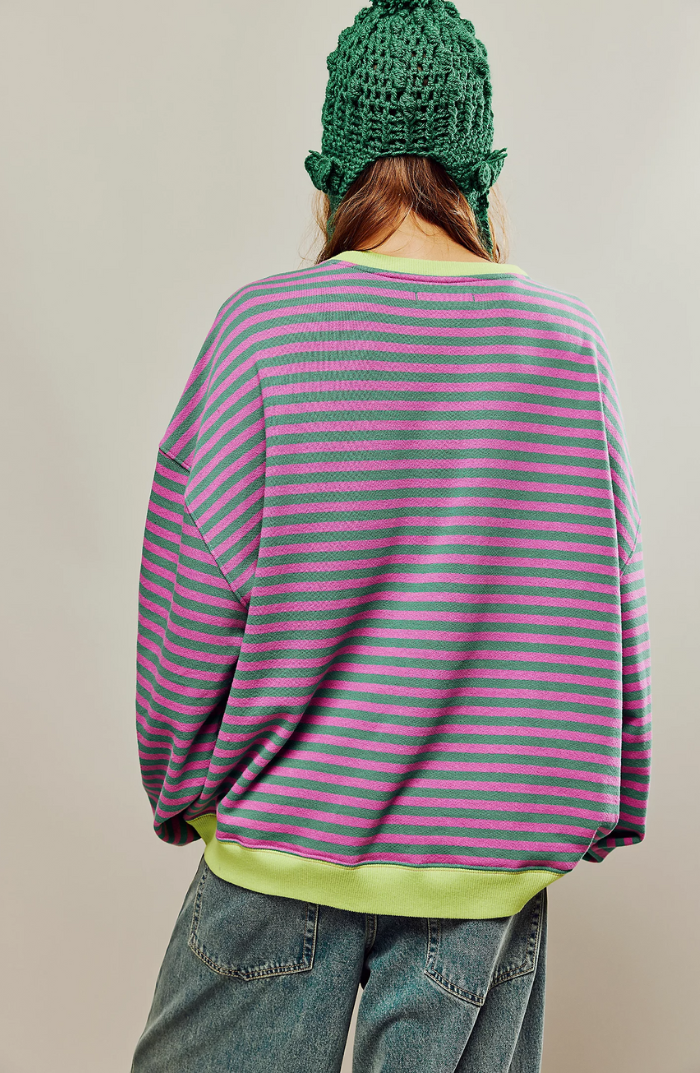 Elisa | Gestreifter Damen-Frühling-Pullover mit Rundhalsausschnitt  