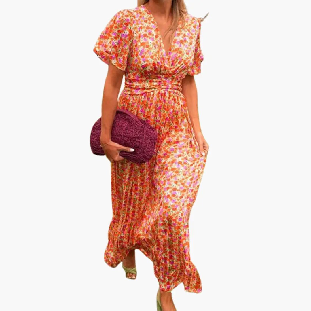Antonia | Robe maxi croisée pour femme avec col en V