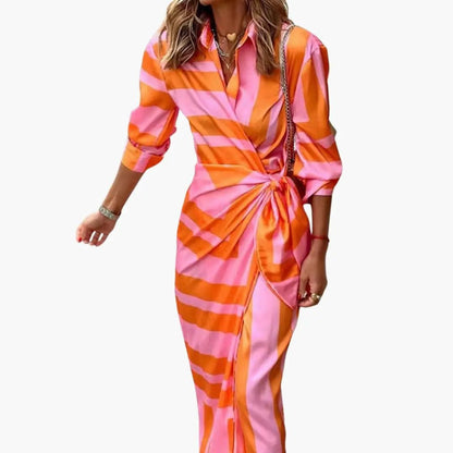 Cristina | Gestreiftes Hemdblusenkleid aus Baumwolle für Damen  