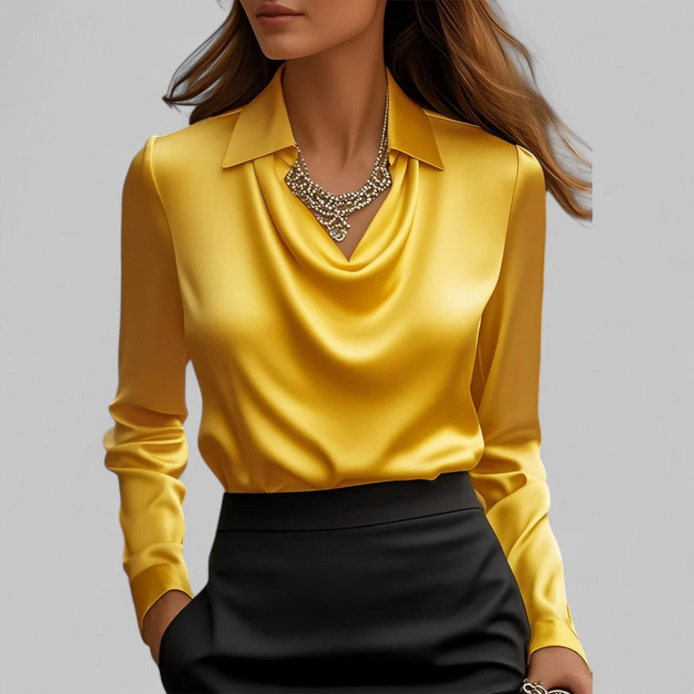 Candela | Blouse fluide satinée élégante à col bénitier pour femme