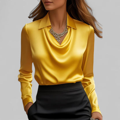 Candela | Blouse fluide satinée élégante à col bénitier pour femme