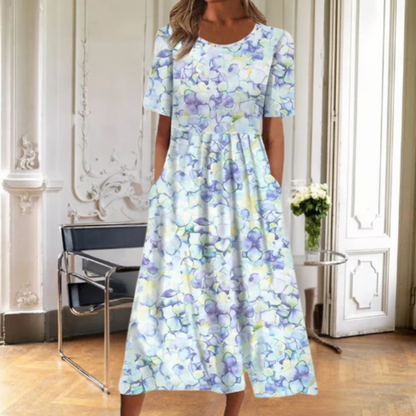 Amapola | Robe midi d'été pour femme avec imprimé botanique