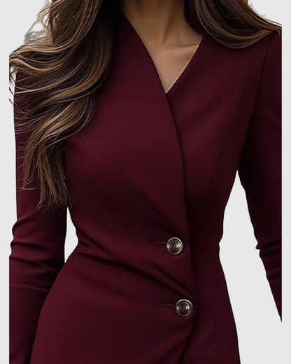 Macarena | Vestido midi cruzado con botones y manga larga