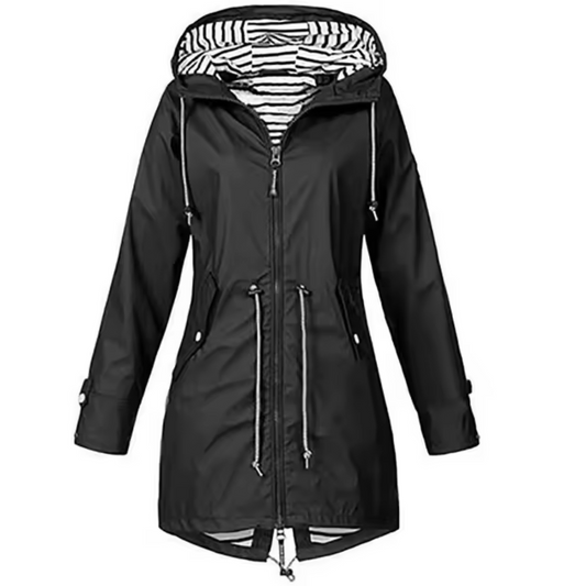 María | Waterproof jacket with hood and adjustable waist