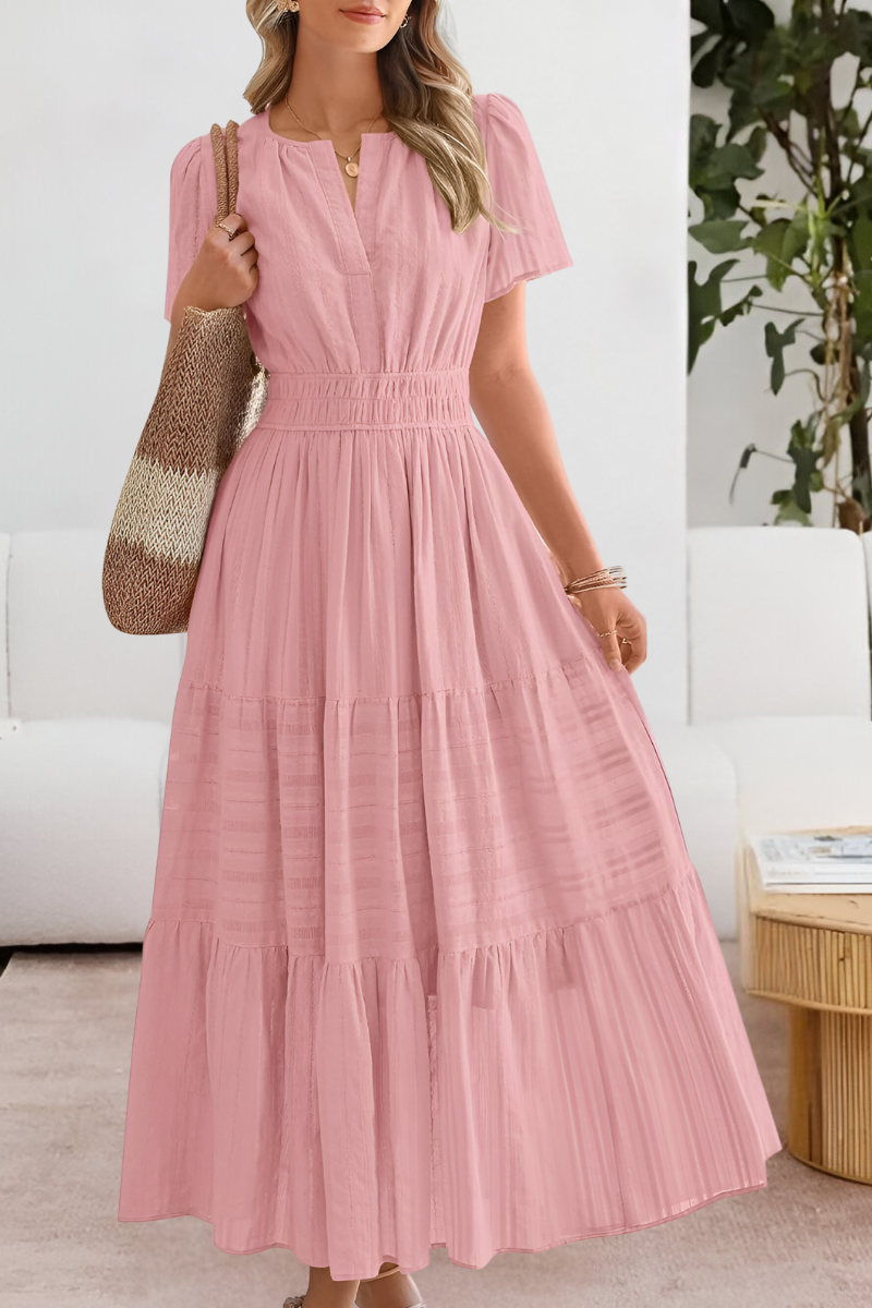 Adela | Vestido midi boho para mujer con cintura fruncida