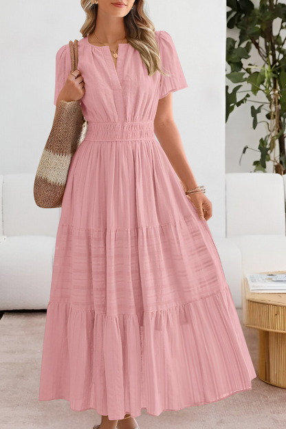 Adela | Vestido midi boho para mujer con cintura fruncida